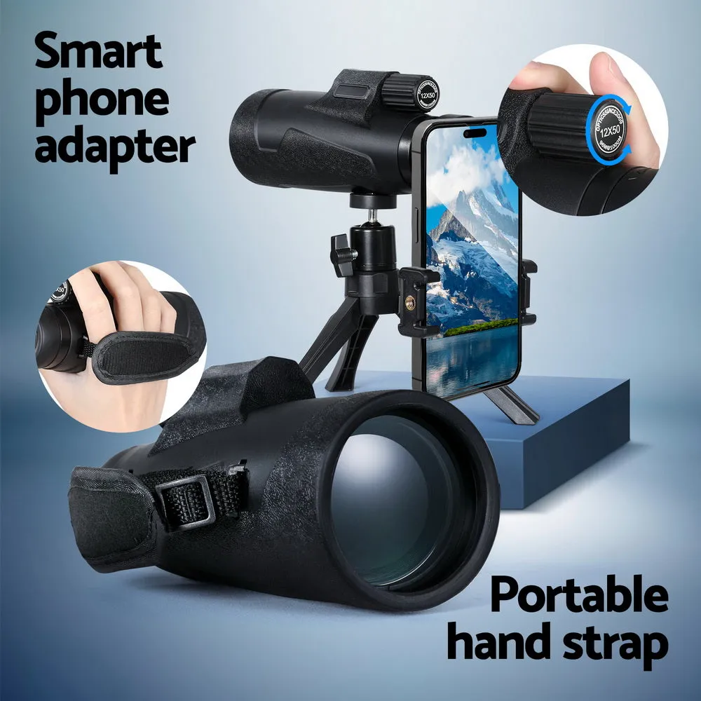 12x50mm HD Zoom Optical Monocular Telescope | Portable for Camping & Live Concerts