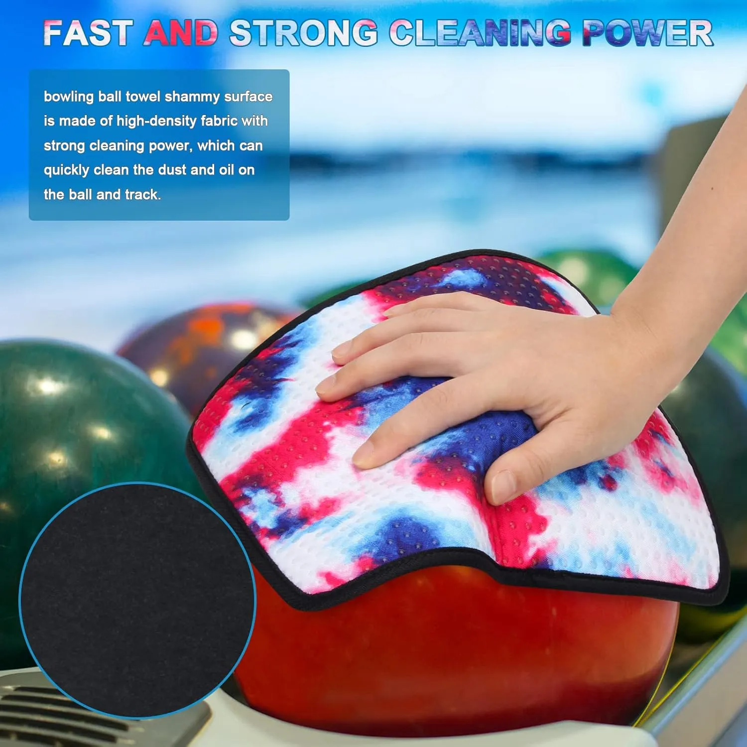 3 Pack Bowling Ball Towels, 10" x 8" Microfiber Bowling Shammy Accessories with Easy-Grip Dots Non-Slip (Colorful)