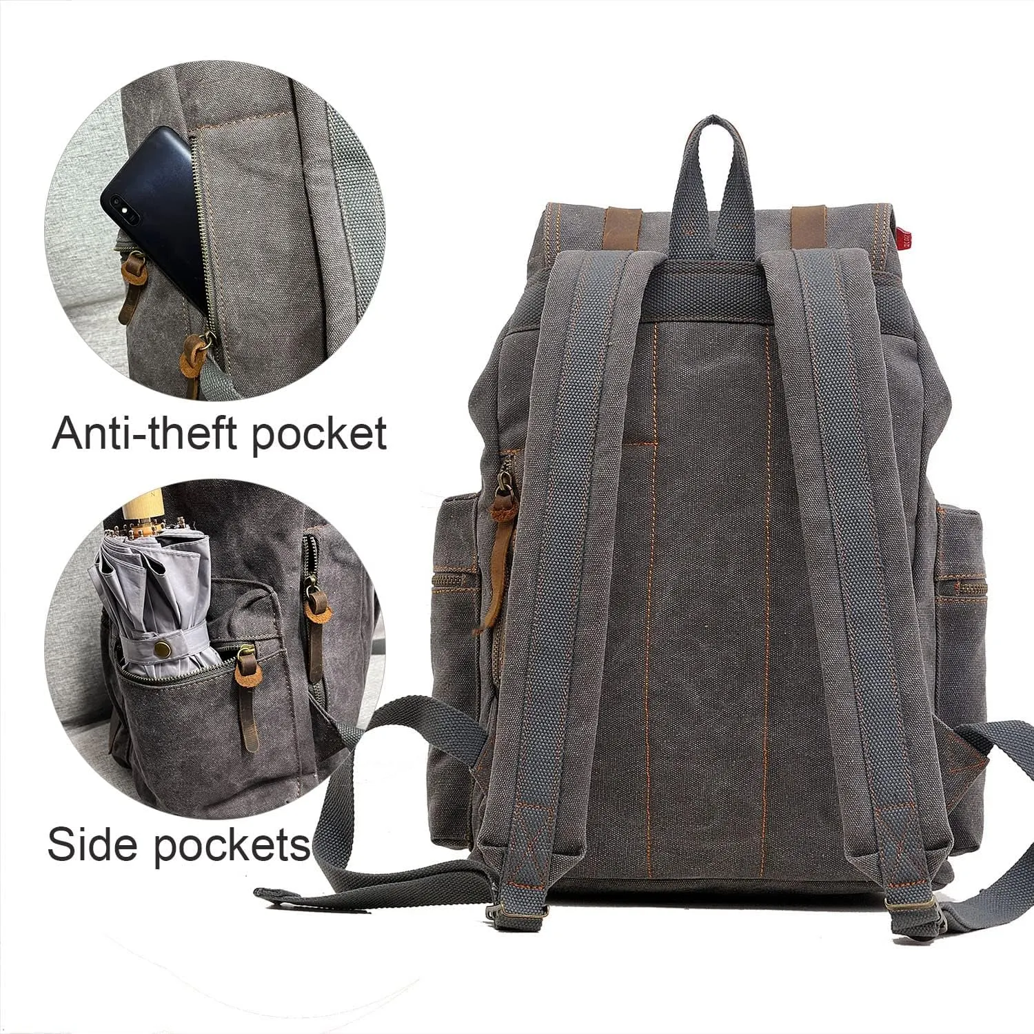 AUGUR High Capacity Canvas Vintage Backpack - for School College Hiking Travel 12-17" Laptop