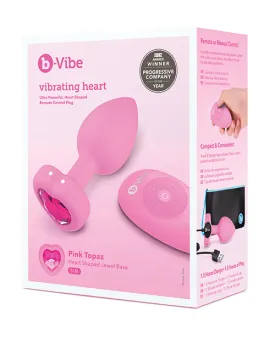 b-Vibe Vibrating Heart Plug - S/M - Pink