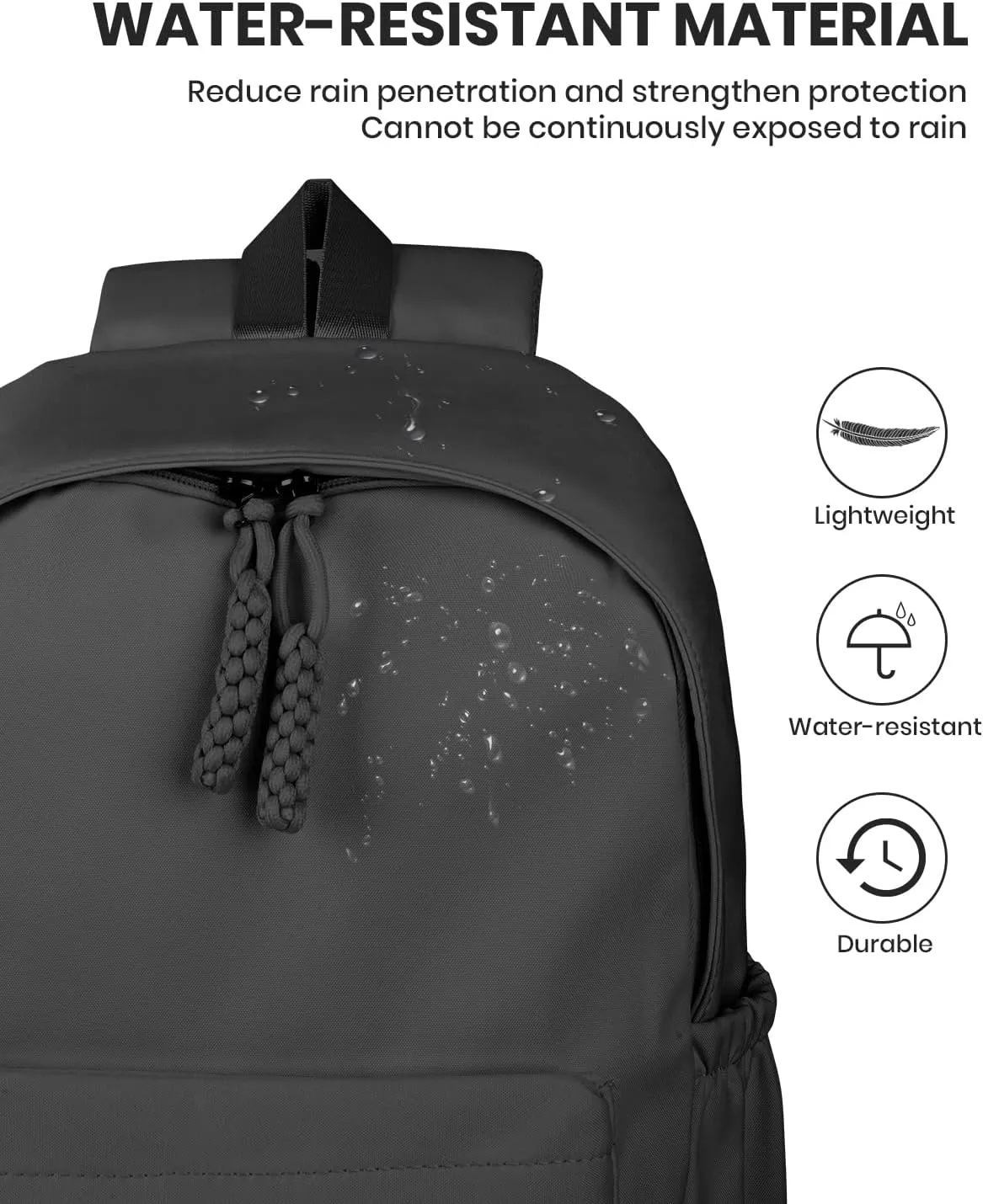 Black Casual Backpack, 14" Laptop Backpack, Bookbag for College, Daypack Backpack for Women Travel