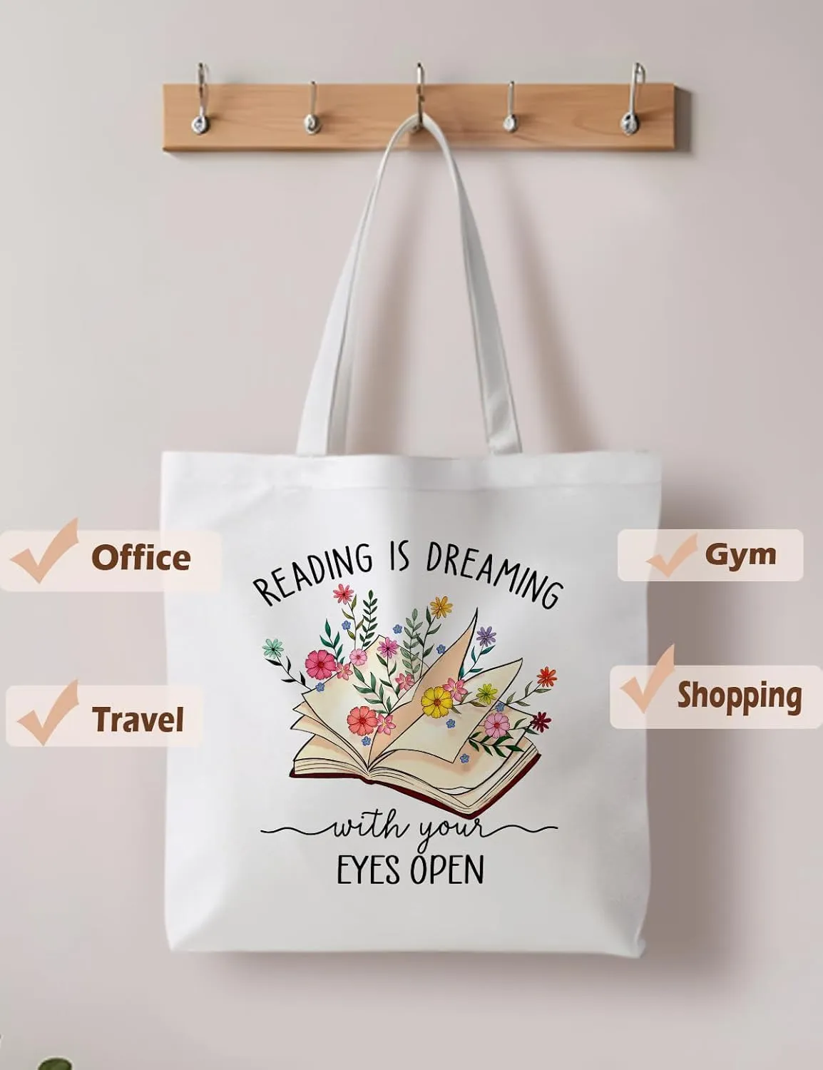 Book Tote Bag, Reading Gifts for Women, Gifts for Reading Lovers Women