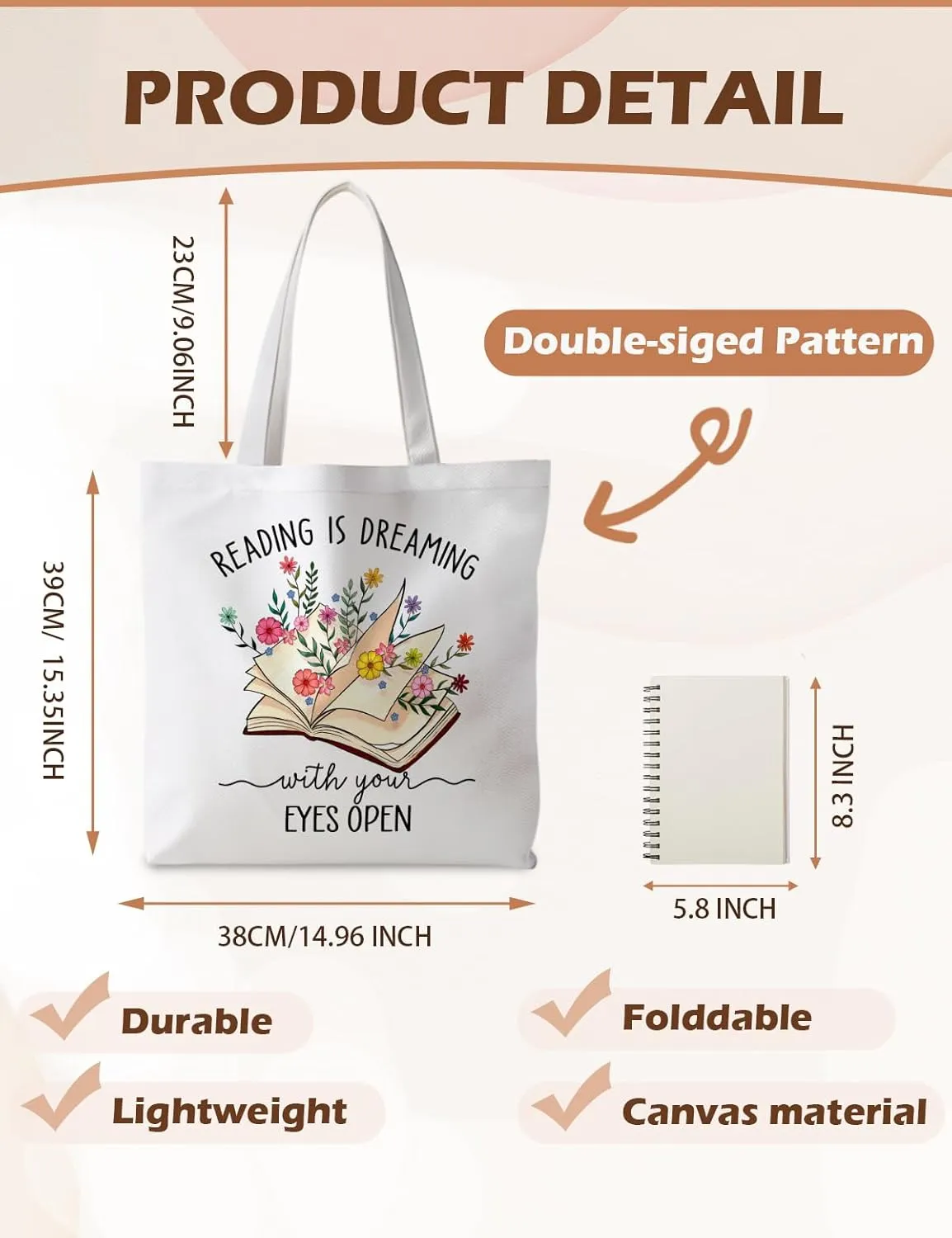 Book Tote Bag, Reading Gifts for Women, Gifts for Reading Lovers Women