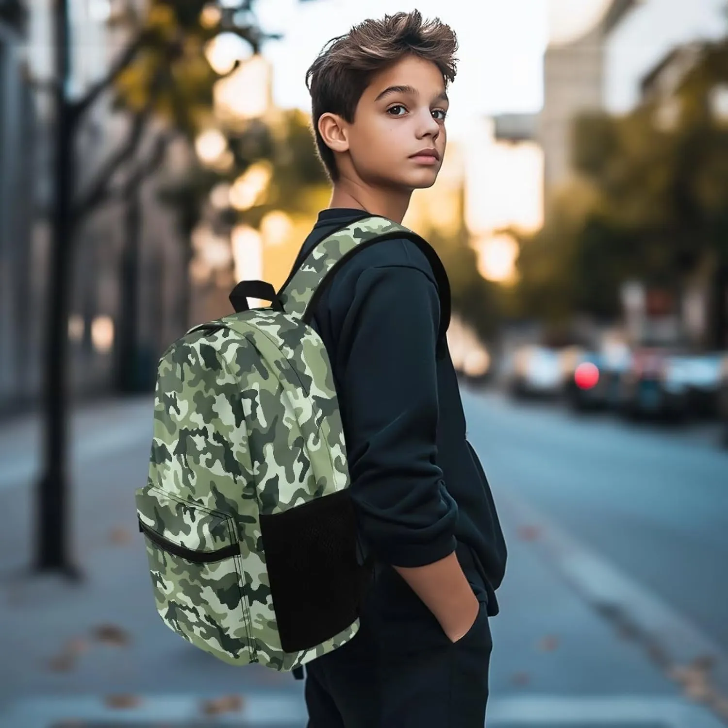 Camouflage Travel Backpack Fashion Ladies Computer Bag Laptop Back Pack Purse with Double Zipper and Handle Portable Quick-Access Daypack