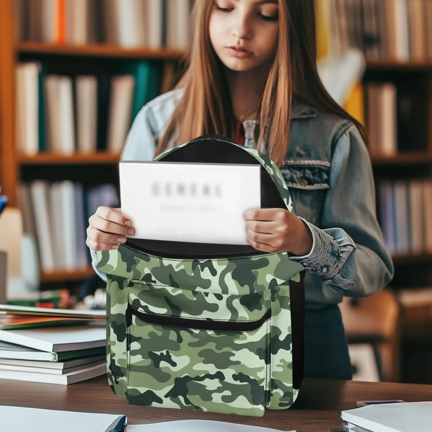 Camouflage Travel Backpack Fashion Ladies Computer Bag Laptop Back Pack Purse with Double Zipper and Handle Portable Quick-Access Daypack