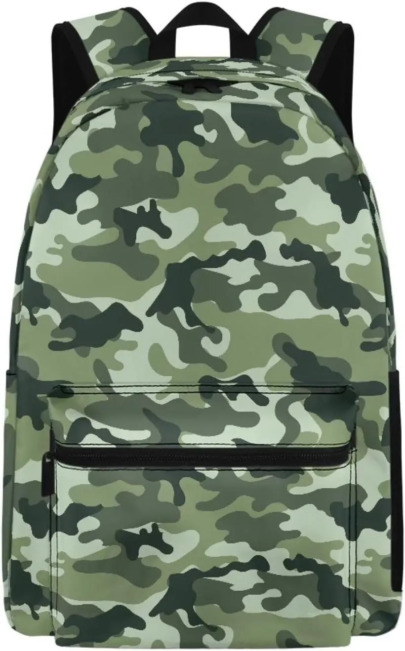 Camouflage Travel Backpack Fashion Ladies Computer Bag Laptop Back Pack Purse with Double Zipper and Handle Portable Quick-Access Daypack