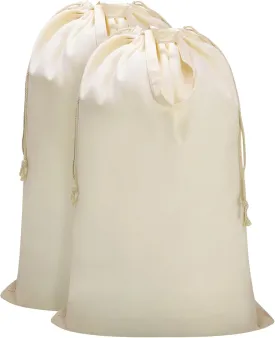 Canvas Laundry Bag with Handles & Drawstring 23.6"x35", Dirty Clothes Travel Bag, Heavy Duty Washable Cotton Laundry Sack for Travel, Camp, College (2 Pack)