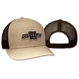 Chevy Heritage Bowtie Khaki Cap with Coffee Mesh