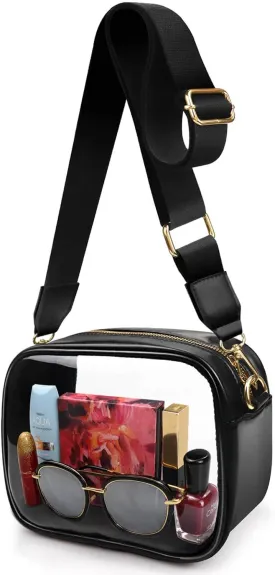 COROMAY Clear Bag Stadium Approved, Crossbody Purse with Adjustable Strap, Leather Bag for Stadium Events