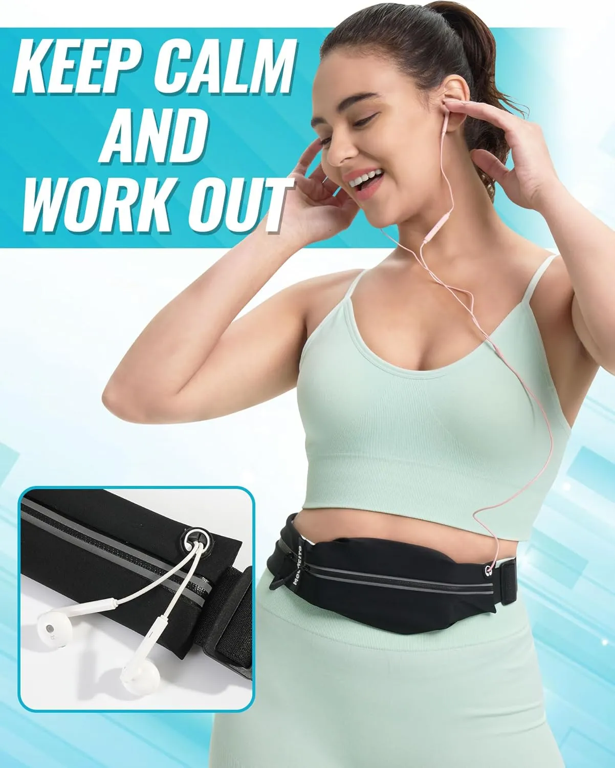 Crossbody Fanny Pack For Men & Women, with 3-Zipper Pockets, Running Waist Pack Bag,with Adjustable Belt for Travel Sports Running