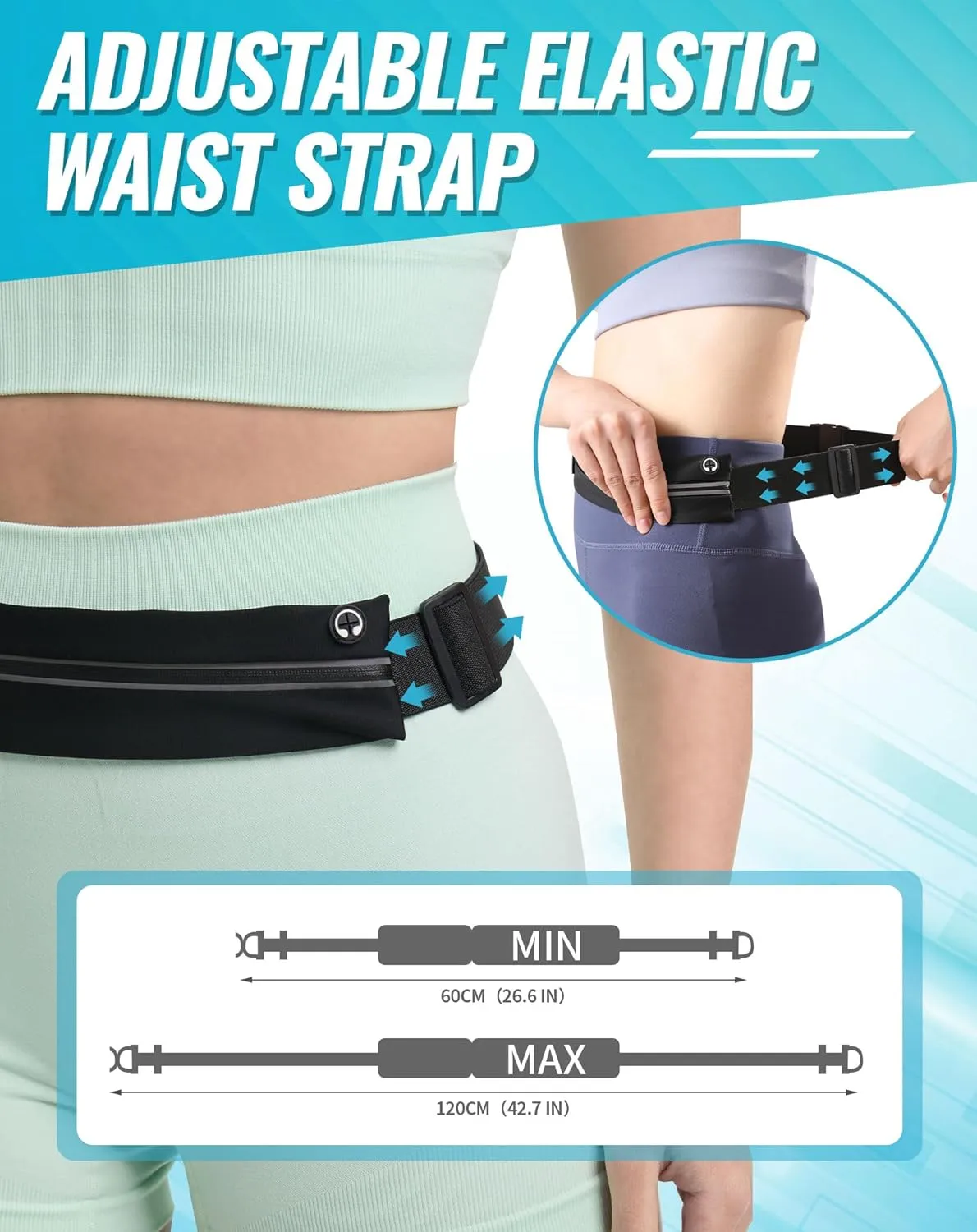 Crossbody Fanny Pack For Men & Women, with 3-Zipper Pockets, Running Waist Pack Bag,with Adjustable Belt for Travel Sports Running