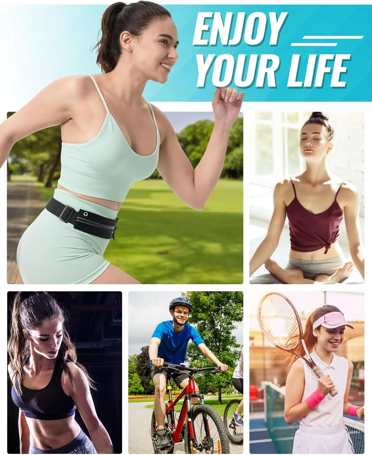 Crossbody Fanny Pack For Men & Women, with 3-Zipper Pockets, Running Waist Pack Bag,with Adjustable Belt for Travel Sports Running