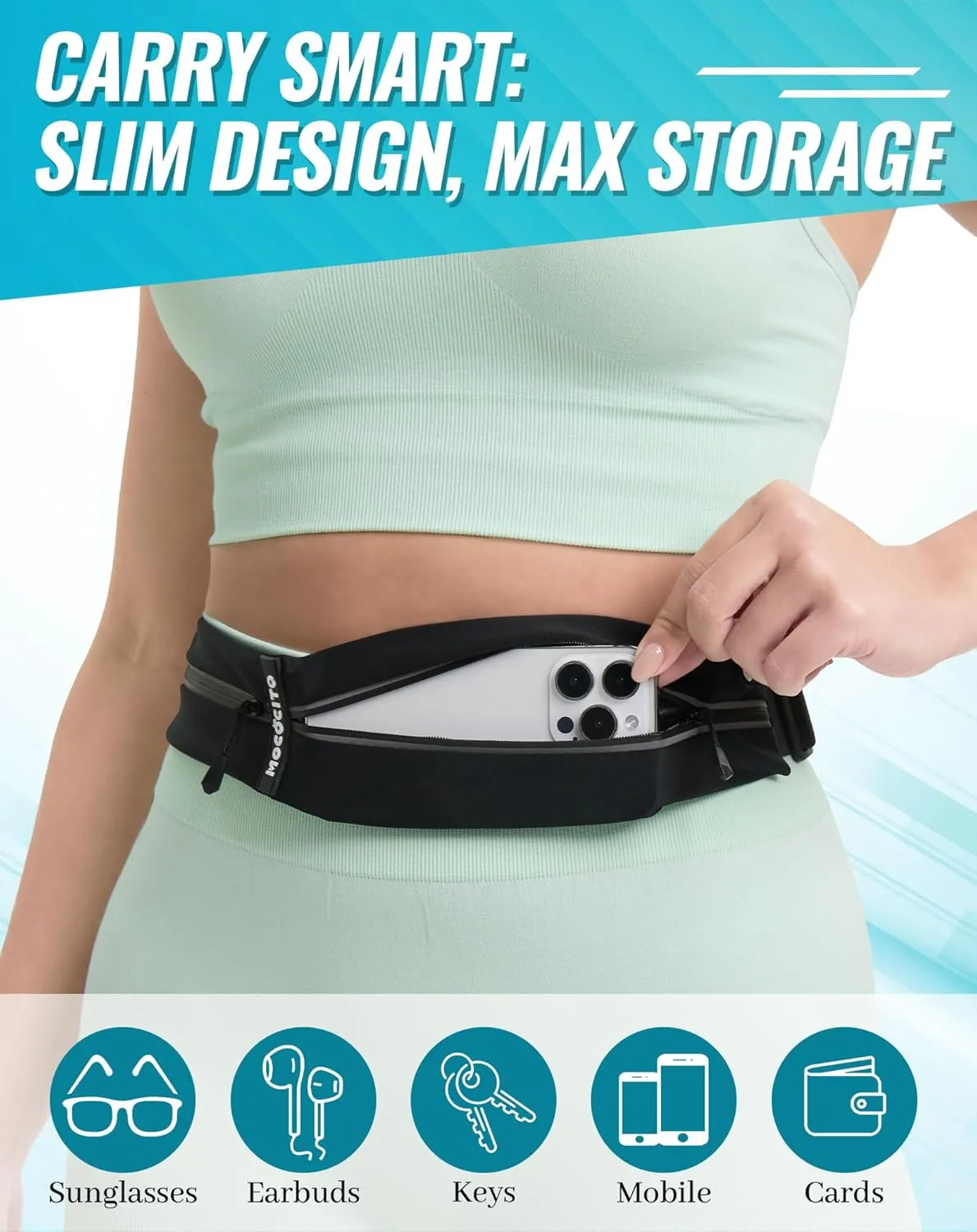 Crossbody Fanny Pack For Men & Women, with 3-Zipper Pockets, Running Waist Pack Bag,with Adjustable Belt for Travel Sports Running