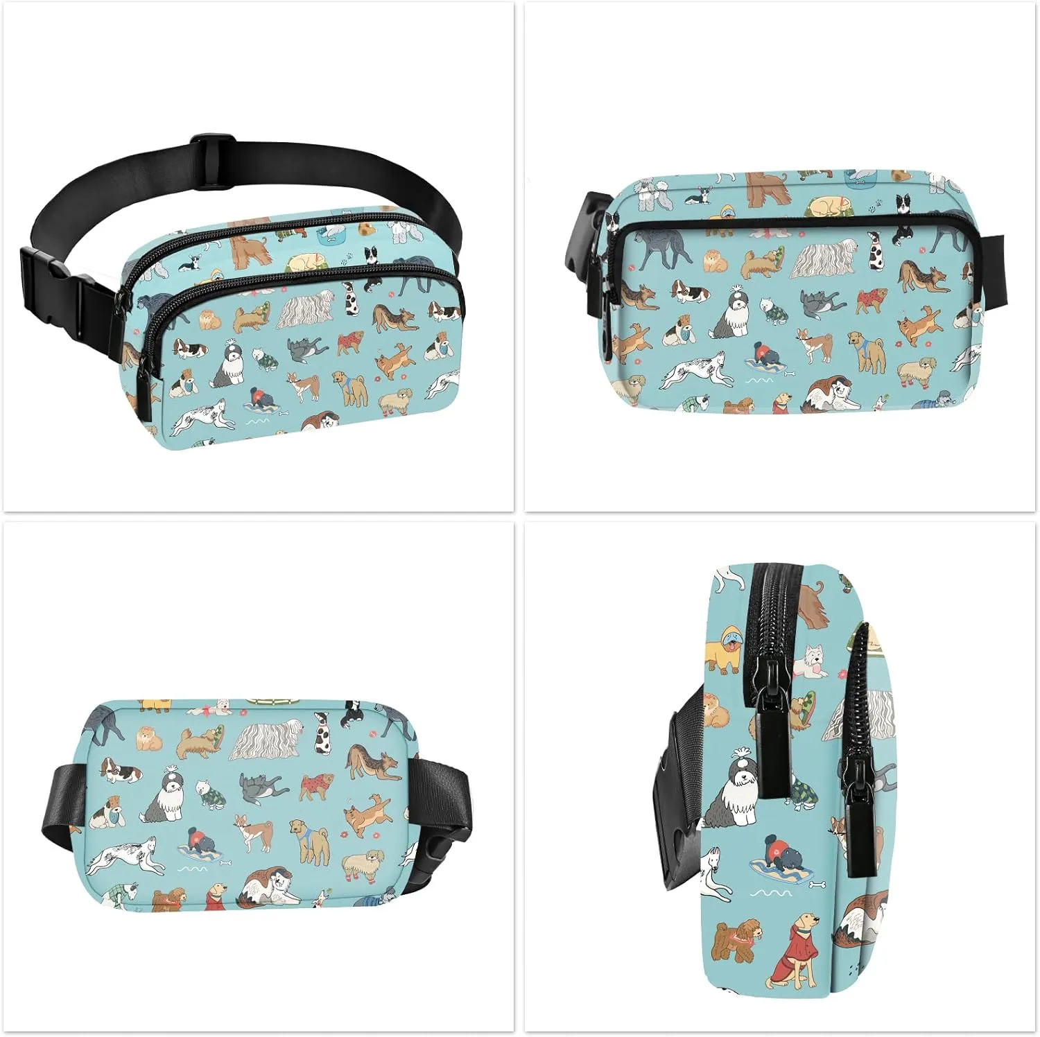 Dog Fanny Pack for Women Belt Bag Fashion Waist Pouch with Adjustable Strap for Sports Running Traveling Hiking Camping Cycling
