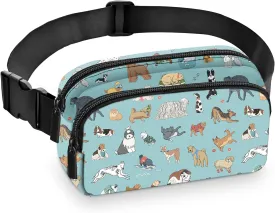 Dog Fanny Pack for Women Belt Bag Fashion Waist Pouch with Adjustable Strap for Sports Running Traveling Hiking Camping Cycling