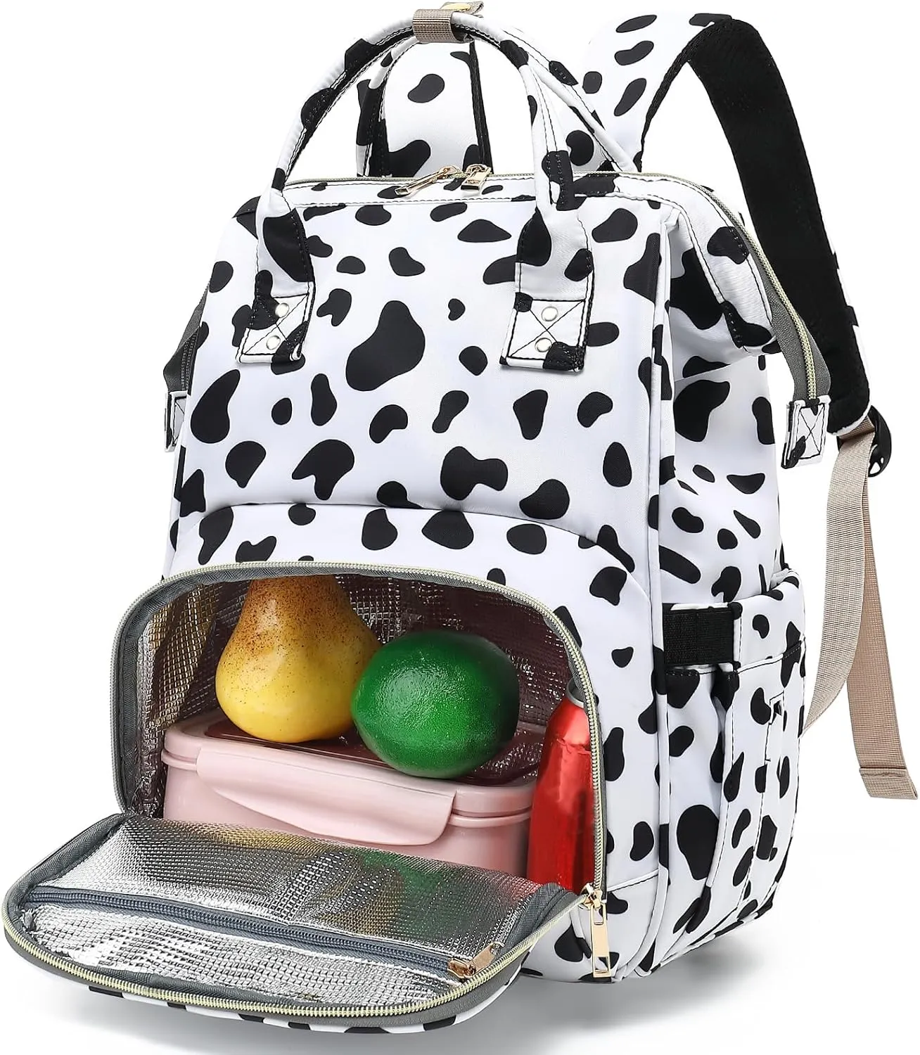 Fuyicat Cow Print Insulated Lunch Laptop Backpack Backpack for Women, Girls School Backpack College Bookbags Picnic Cooler Backpack