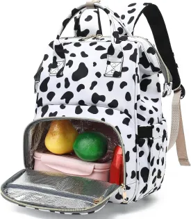 Fuyicat Cow Print Insulated Lunch Laptop Backpack Backpack for Women, Girls School Backpack College Bookbags Picnic Cooler Backpack