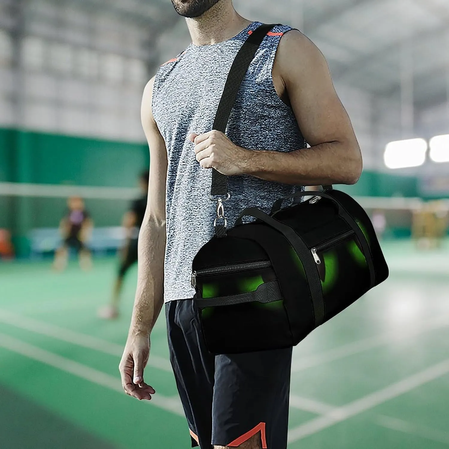 Green Evil Eyes Background Duffel with Shoe Compartment Lightweight Gym Bag for Women Men