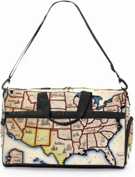 Gym Bag for Women Men, Yoga Bag with Shoe Pocket, Travel Duffel Tote Bag for Plane, Workout, Swimming, Weekend Overnight Bag Carry on Bag Hospital Holdalls, America Map - 31