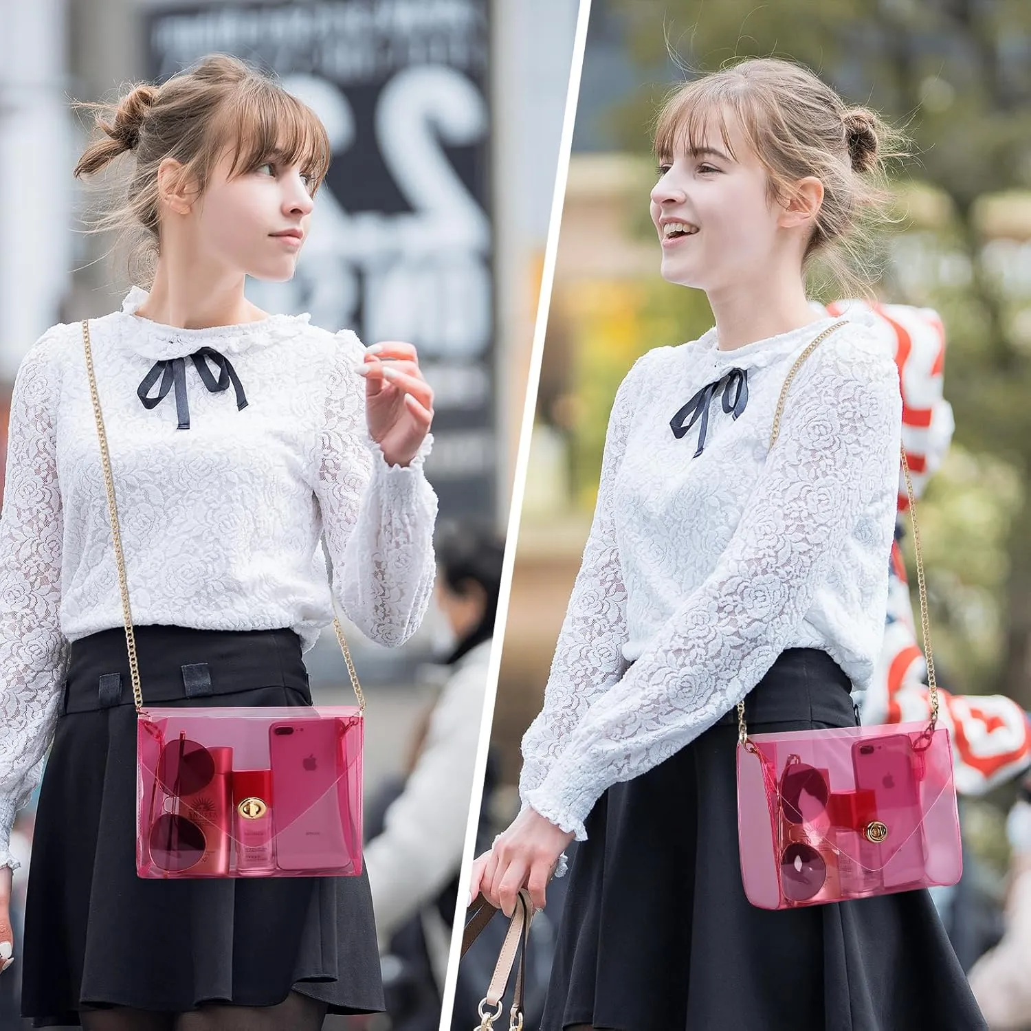 HAOGUAGUA Clear Purse for Women, Clear Bag Stadium Approved, See Through Clear Handbag for Concerts Sports Events