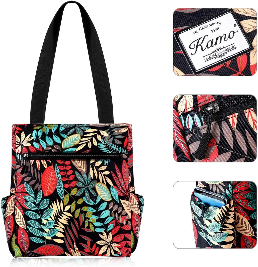 KAMO Floral Tote Bag - Waterproof Lightweight Handbags Travel Shoulder Bag for Hiking Yoga Gym Swimming Travel Beach