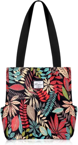 KAMO Floral Tote Bag - Waterproof Lightweight Handbags Travel Shoulder Bag for Hiking Yoga Gym Swimming Travel Beach