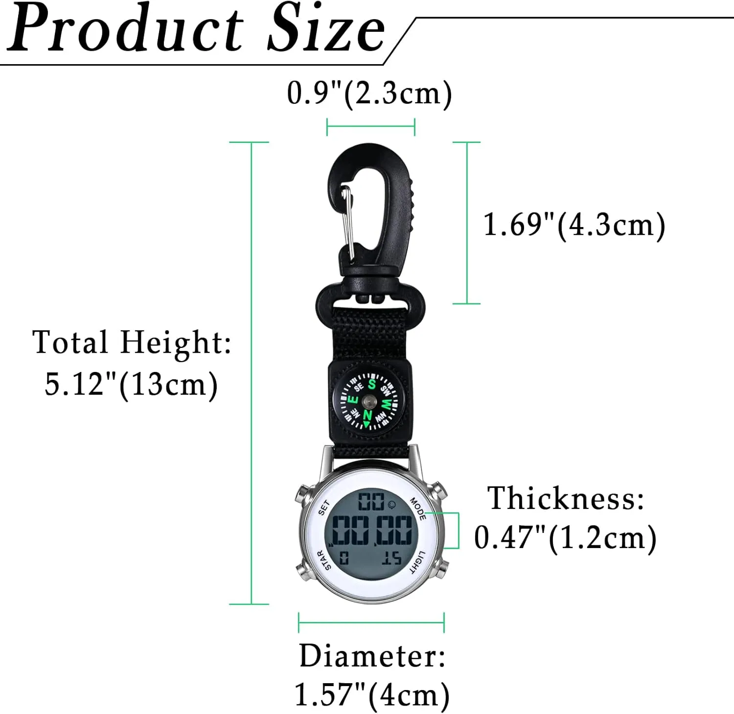 Lancardo Clip on Digital Watch Backpack Fob Watch for Men and Women Nylon Band Key Ring Watch for Nurses Doctors Chefs Climbers Home Office Outdoor Use