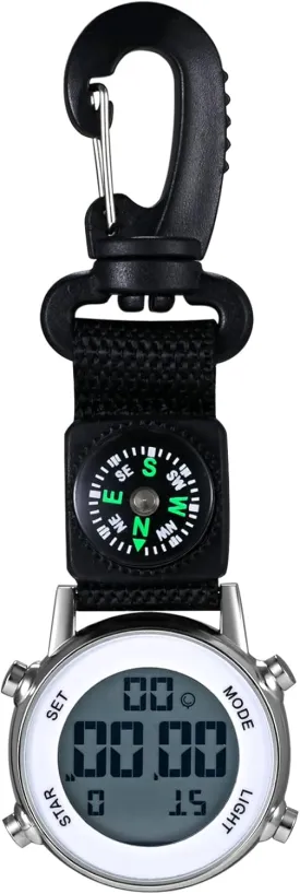 Lancardo Clip on Digital Watch Backpack Fob Watch for Men and Women Nylon Band Key Ring Watch for Nurses Doctors Chefs Climbers Home Office Outdoor Use