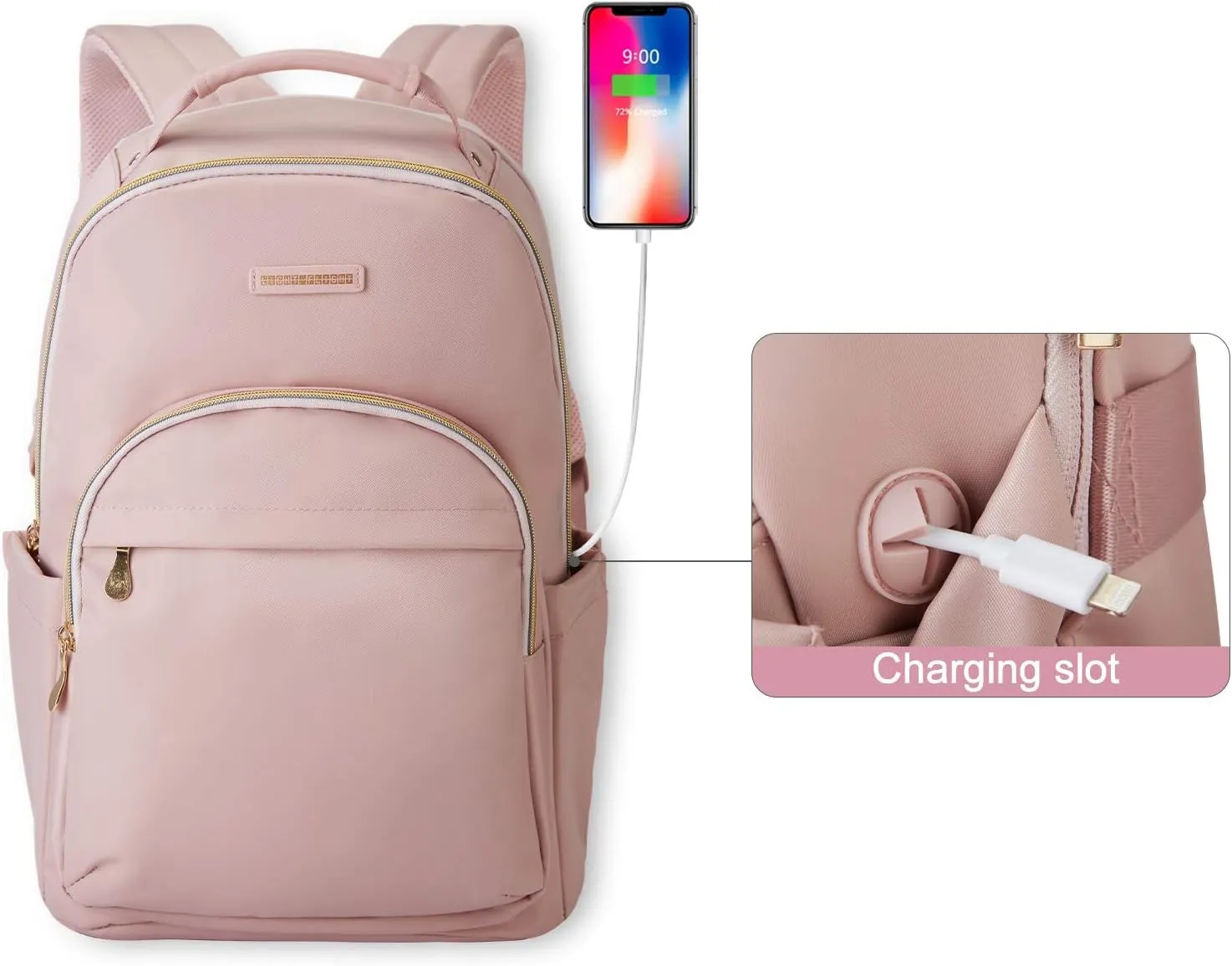 LIGHT FLIGHT Laptop Backpack for Women, Travel BookBag for 17.3 Inch Computer, Backpack for Work Travel College, Large Pink