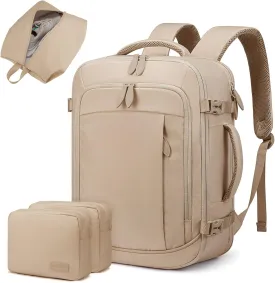 LOVEVOOK Travel Backpack for Women Men, 35L Large Carry On Bag Fits 15.6" Laptop, Flight Approved Personal Item, Waterproof Luggage for Daily Use Weekender Trip Work Business Uni, Khaki