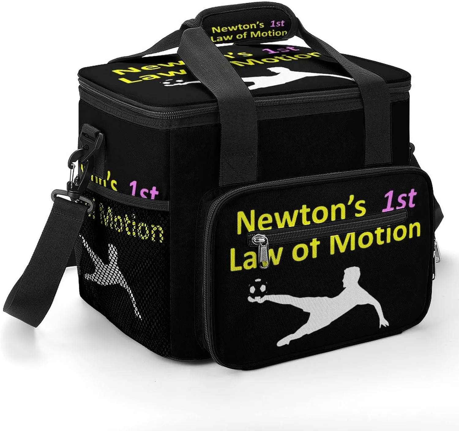 Newton's First Law of Motion Cooler Bag with Handle Portable Lunch Bags Adjustable Crossbody Straps Insulation Tote for Camping