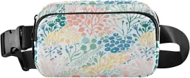 Oyihfvs Abstract Seamless Colorful Floral Flowers and Herbs on White Adjustable Fanny Waist Pack Pouch, Waterproof Runners Sports Waist Pack Wallet for Sports Hiking Fitness Cycling Gym Women Men