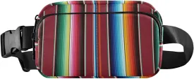 Oyihfvs Mexican Colorful Serape Stripes Adjustable Fanny Waist Pack Pouch, Waterproof Runners Sports Waist Pack Wallet for Sports Hiking Fitness Cycling Gym Women Men