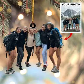 Personalized Photo Mountaineering Acrylic Ornament For Hiking Lover - Custom Your Photo Ornament Decor Christmas Tree
