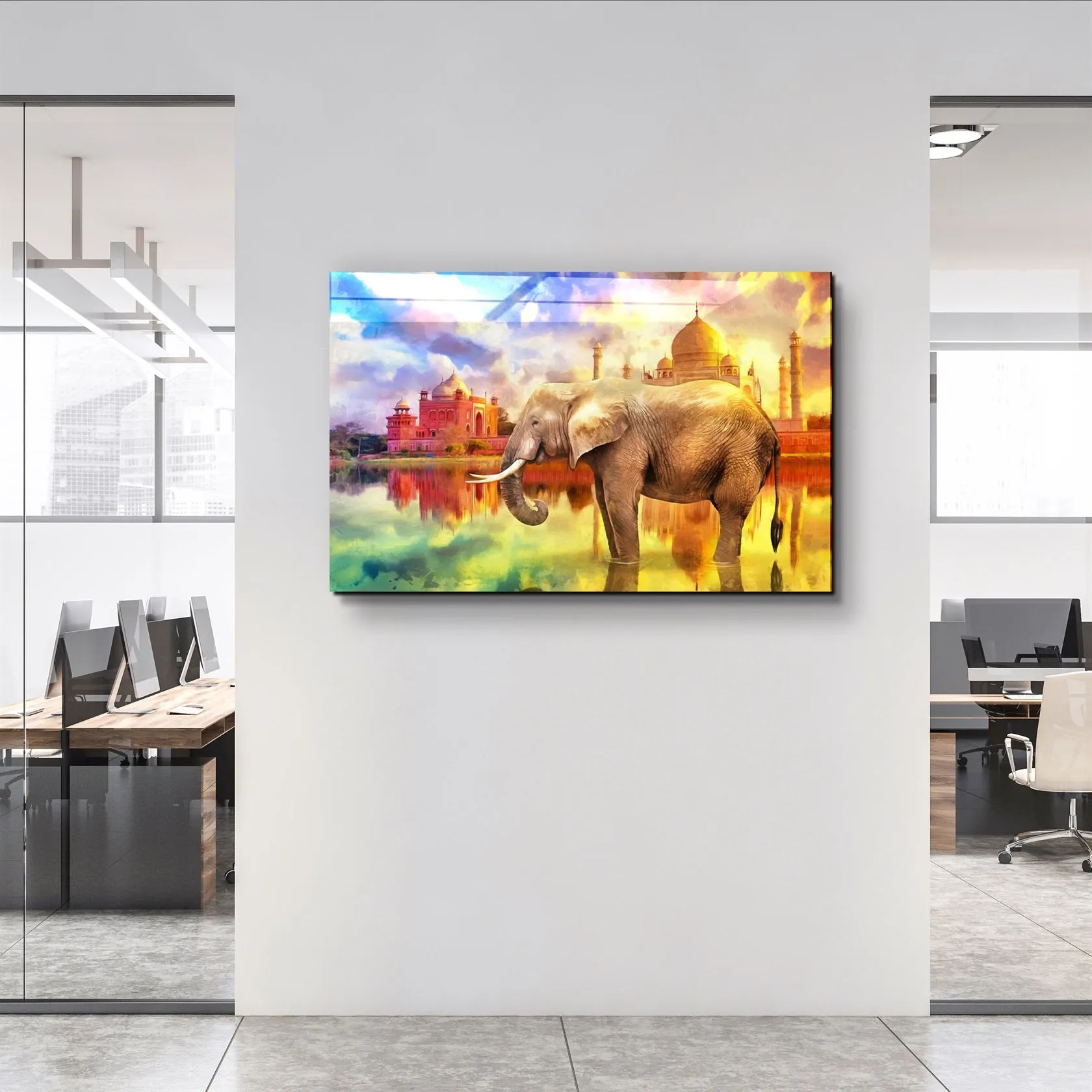 ・"Abstract Elephant"・Glass Wall Art
