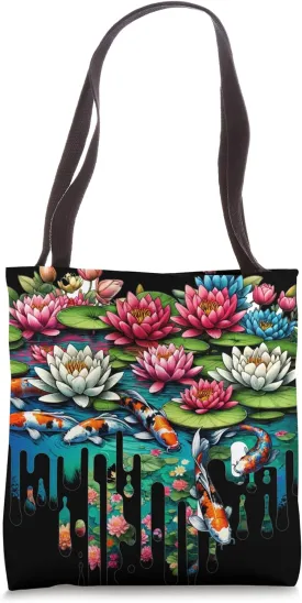 Serene Lotus Koi Pond: Tranquil Koi Waterscape Tote Bag