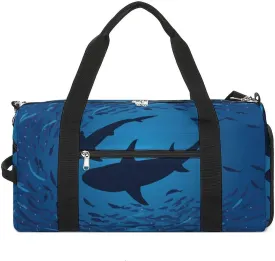 Shark Print Duffel with Shoe Compartment Lightweight Gym Bag for Women Men