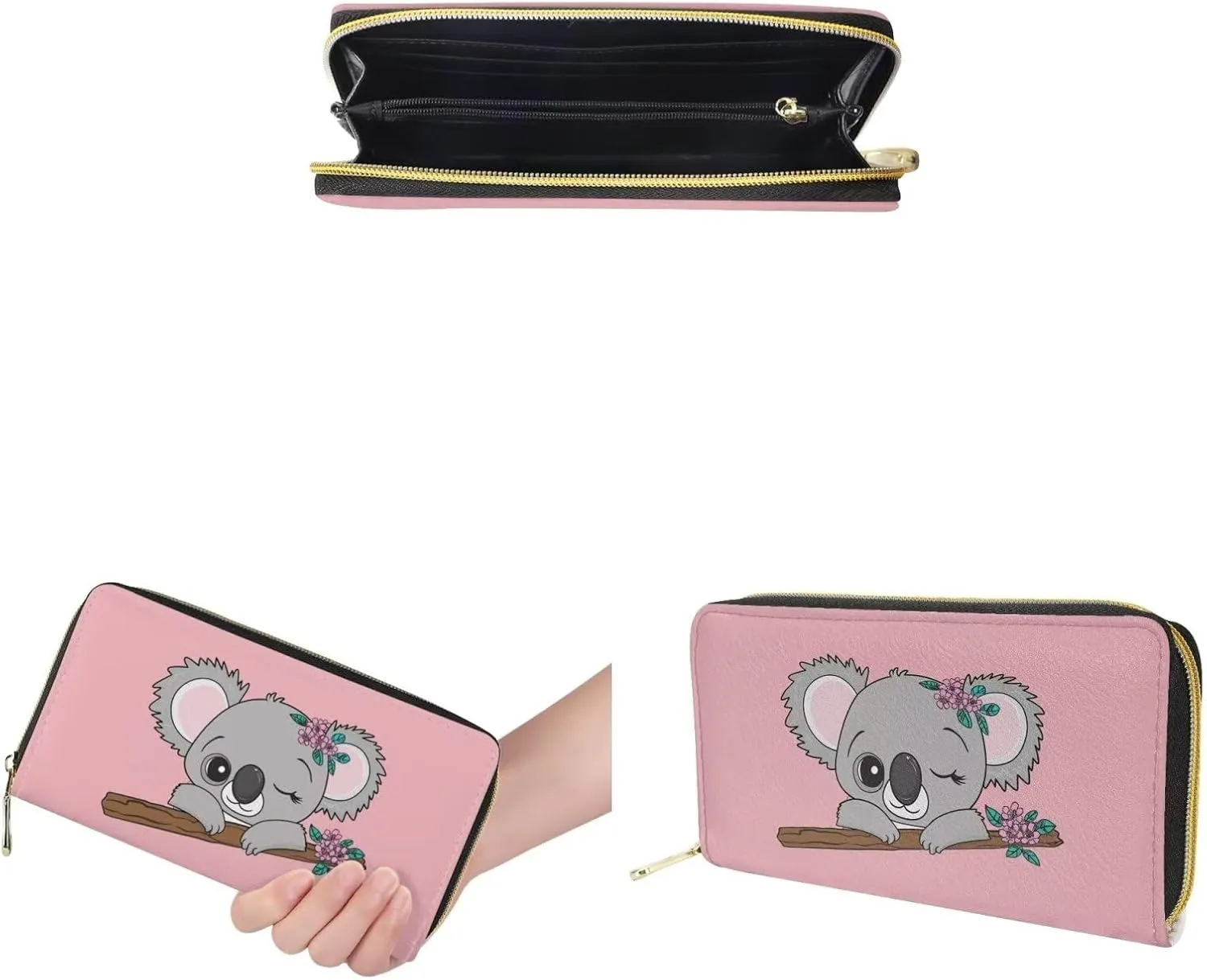 Showudesigns Cute Koala Backpack Mini Purse for Teen Girls Leather Shoulder Bags Wallet Small Zipper Back Pack Travel Daypack Sackpack Daily Use Tote Bag Handbag 2 Pack Pink