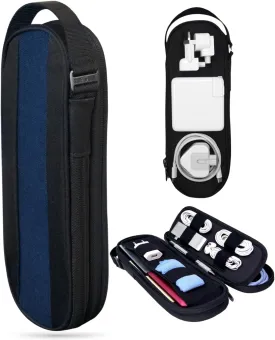Side by Side Tech & Electronics Organizer Travel Case for Cables & Cord. Laptop Charger Pouch for MacBook Accessories & Backpack. Gift Bag for Men & Women on Road Trips.
