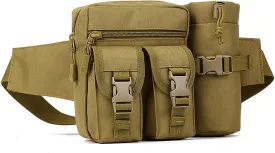Tactical Waist Pack With Detachable Water Bottle Holder Pocket Fanny Pack & Outdoor Lumbar Bag for Hiking Travelling Climbing Cycling Camping Shopping Hunting Fishing