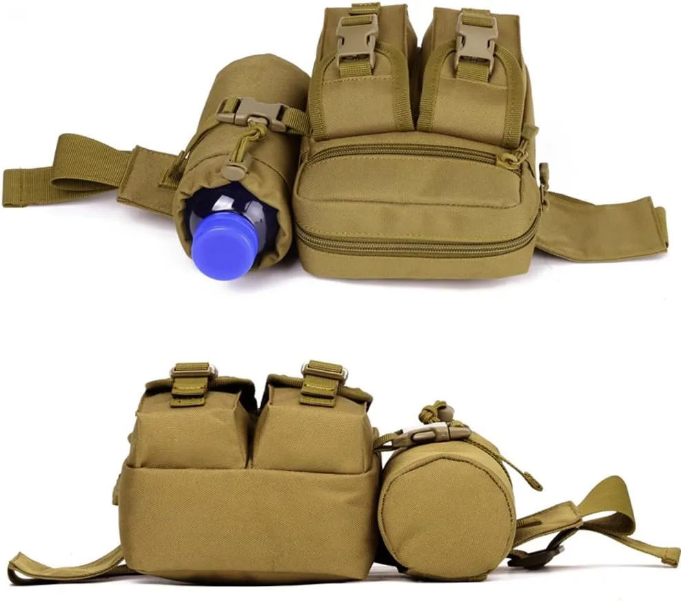 Tactical Waist Pack With Detachable Water Bottle Holder Pocket Fanny Pack & Outdoor Lumbar Bag for Hiking Travelling Climbing Cycling Camping Shopping Hunting Fishing