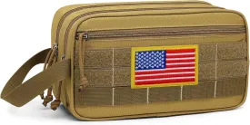 TACTICISM Toiletry Bag for Men - Dry Wet Separate Hygiene Bag Travel Toiletry Bag, Tactical Molle Dopp Kit for Men with Large Capacity, Water-Resistant Shaving Bag for Adult Women for Travel, Brown