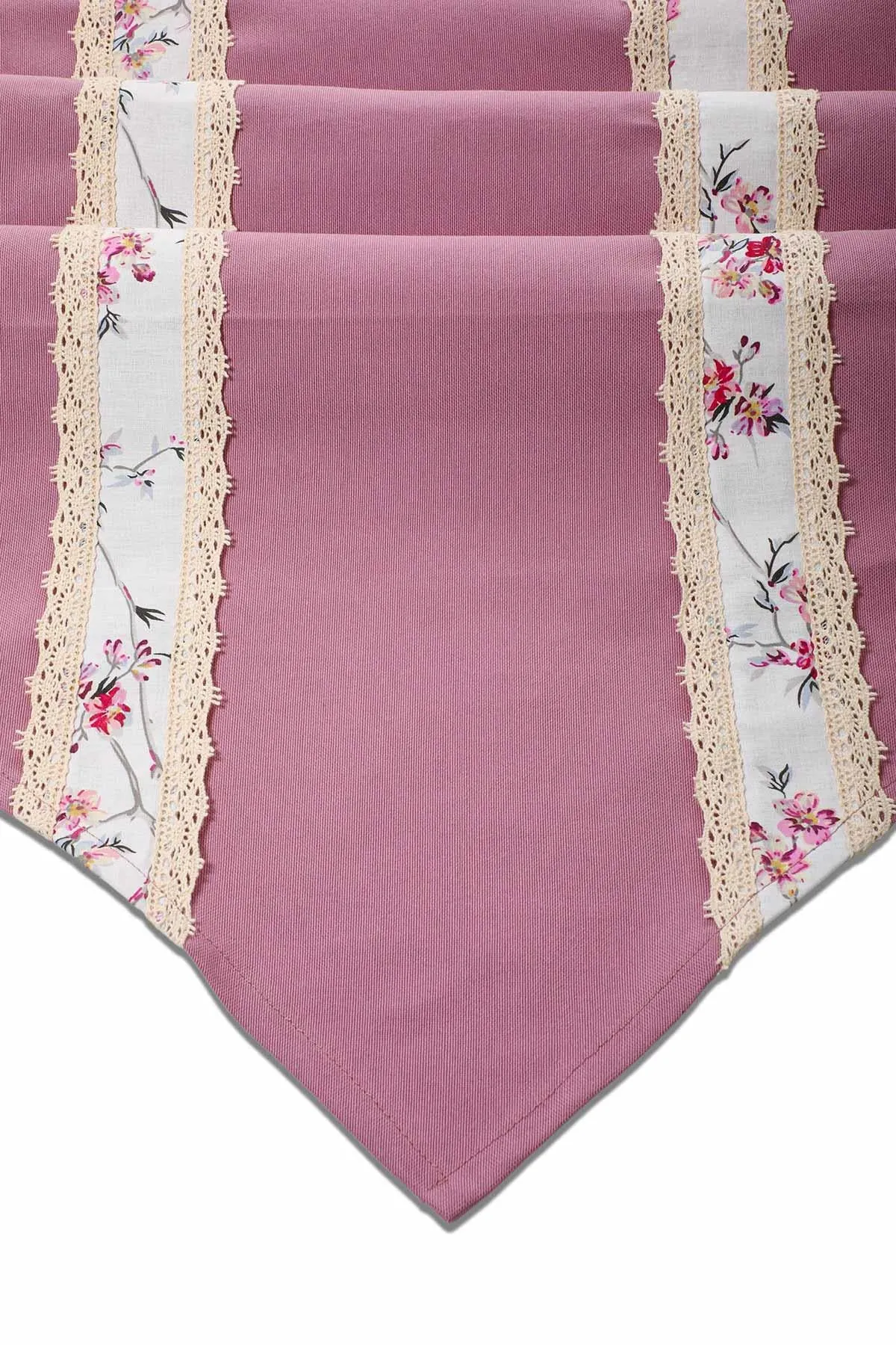 Trimmed Linen Textured Fabric Table Runner with Lace Embroidery 30x90 cm Table Cloth for Home Kitchen Decorations Parties Holidays,R-27K