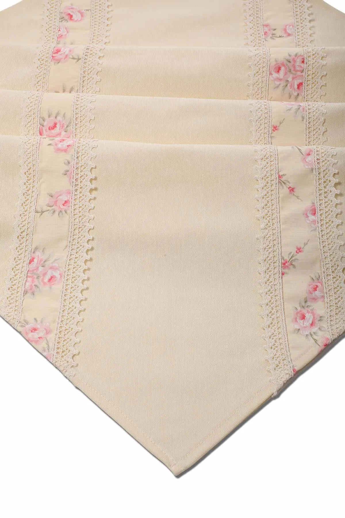 Trimmed Linen Textured Fabric Table Runner with Lace Embroidery 30x90 cm Table Cloth for Home Kitchen Decorations Parties Holidays,R-27K