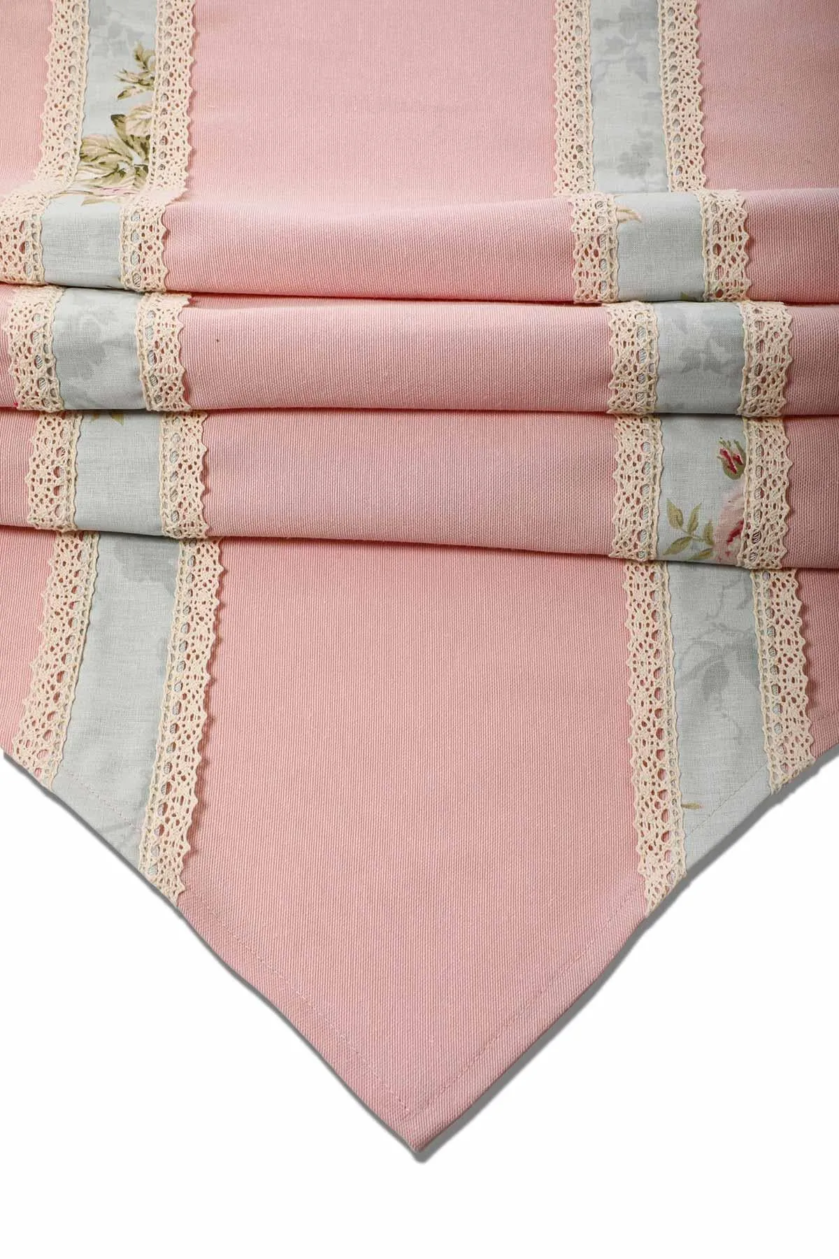 Trimmed Linen Textured Fabric Table Runner with Lace Embroidery 30x90 cm Table Cloth for Home Kitchen Decorations Parties Holidays,R-27K