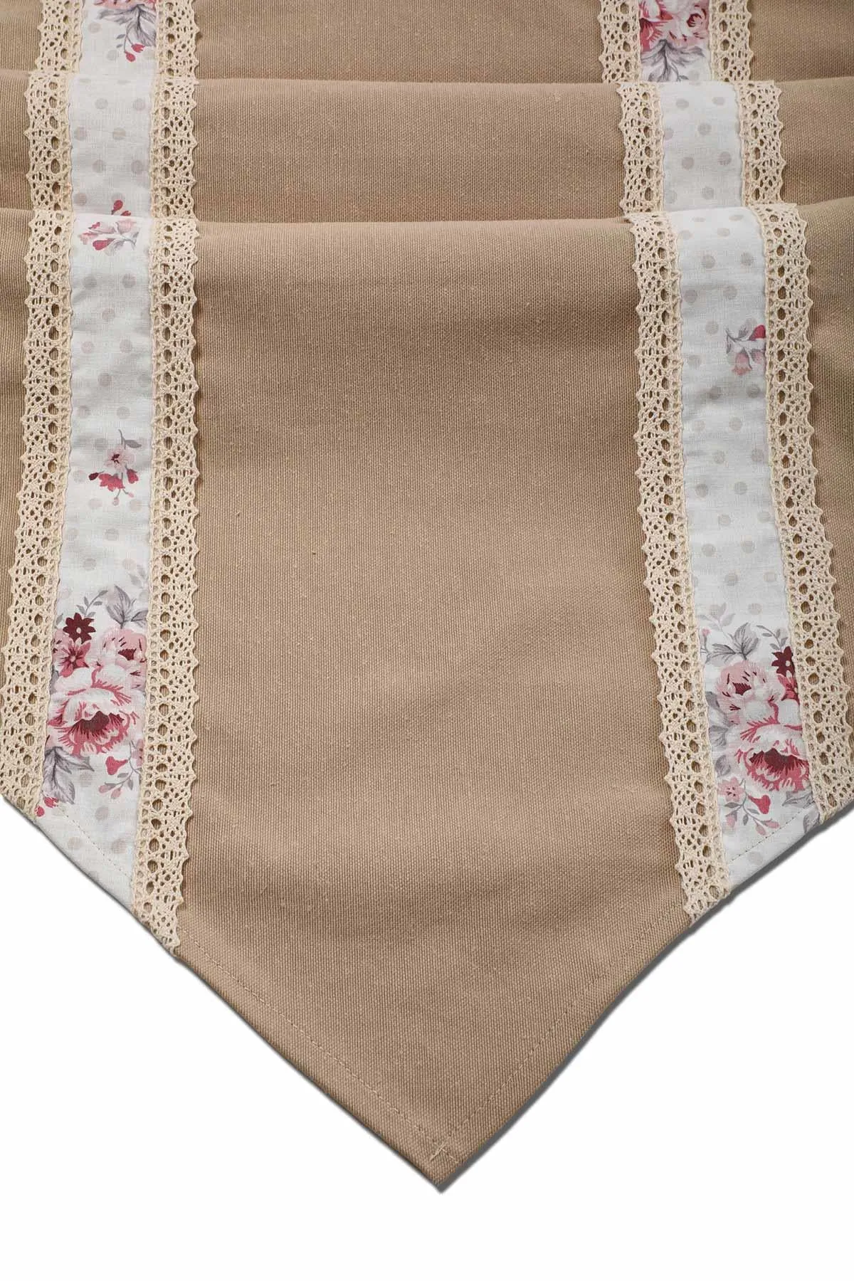Trimmed Linen Textured Fabric Table Runner with Lace Embroidery 30x90 cm Table Cloth for Home Kitchen Decorations Parties Holidays,R-27K
