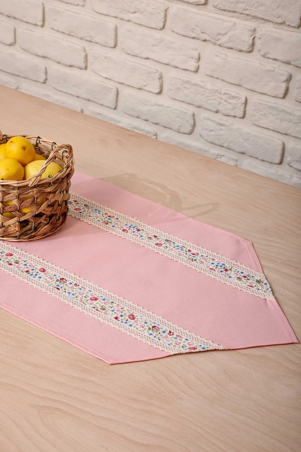 Trimmed Linen Textured Fabric Table Runner with Lace Embroidery 30x90 cm Table Cloth for Home Kitchen Decorations Parties Holidays,R-27K