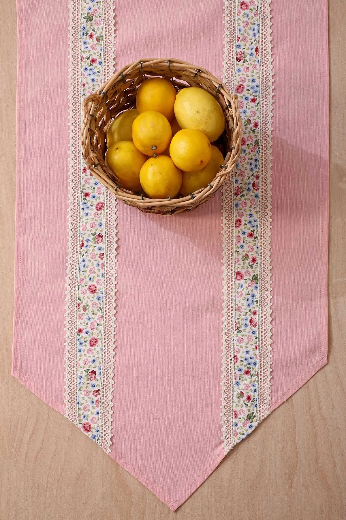 Trimmed Linen Textured Fabric Table Runner with Lace Embroidery 30x90 cm Table Cloth for Home Kitchen Decorations Parties Holidays,R-27K