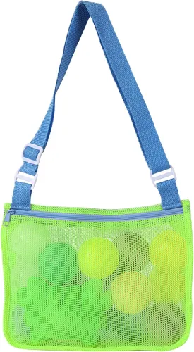 UTTPLL Colorful Mesh Beach Bag Adjustable Kids Quick Dry Net Tote for Seashell Collecting Sand Toy Swimming Accessories