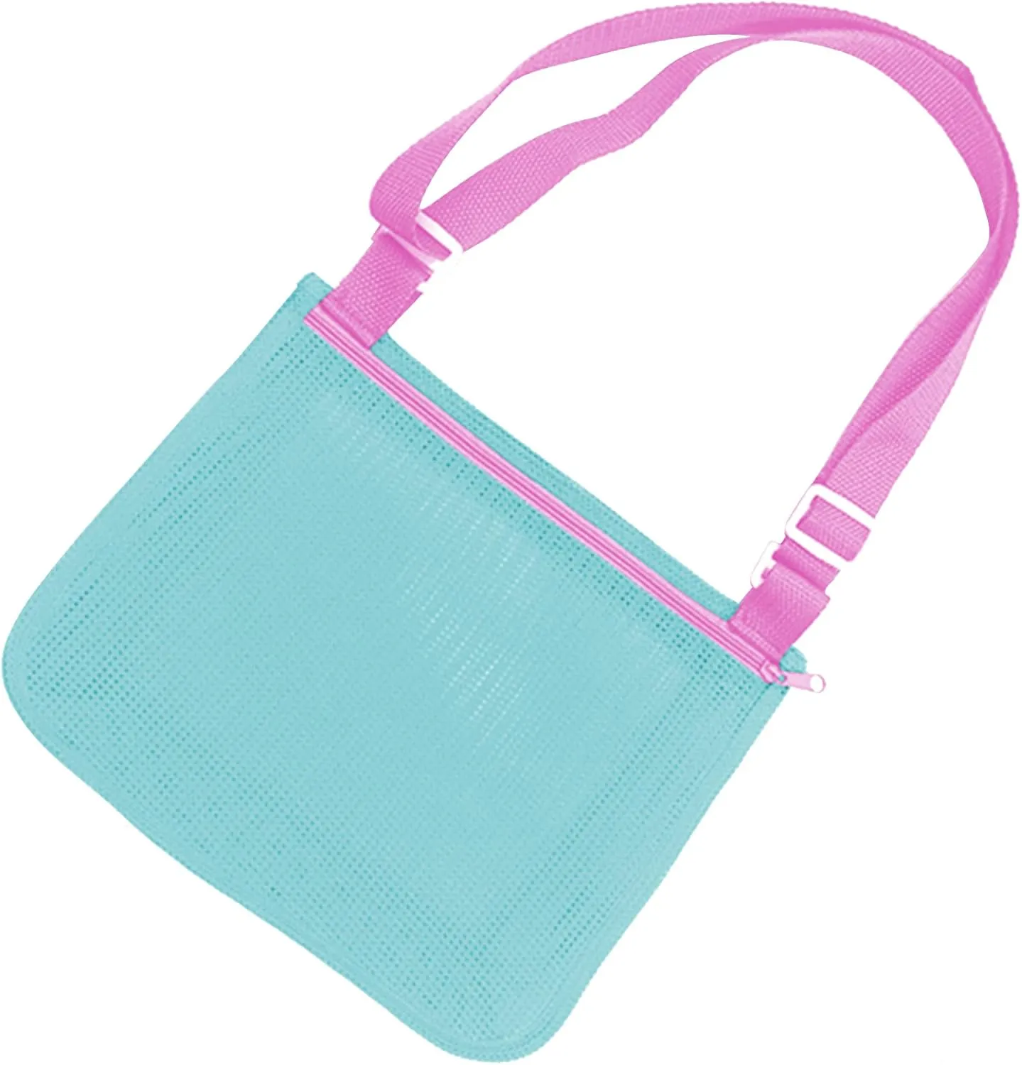 UTTPLL Colorful Mesh Beach Bag Adjustable Kids Quick Dry Net Tote for Seashell Collecting Sand Toy Swimming Accessories